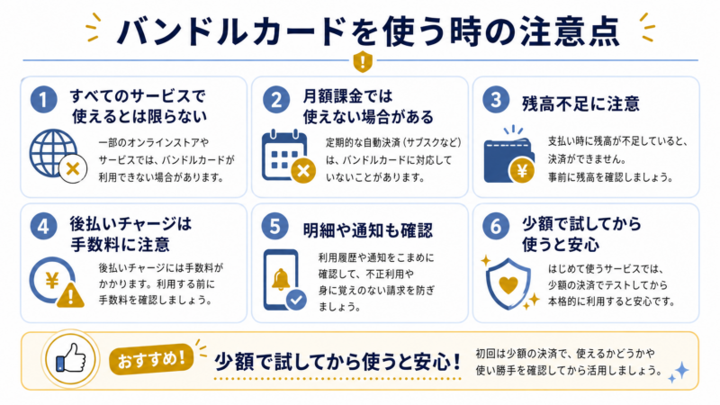 バンドルカードをアダルトサイトで使う時の注意点を説明した図解
