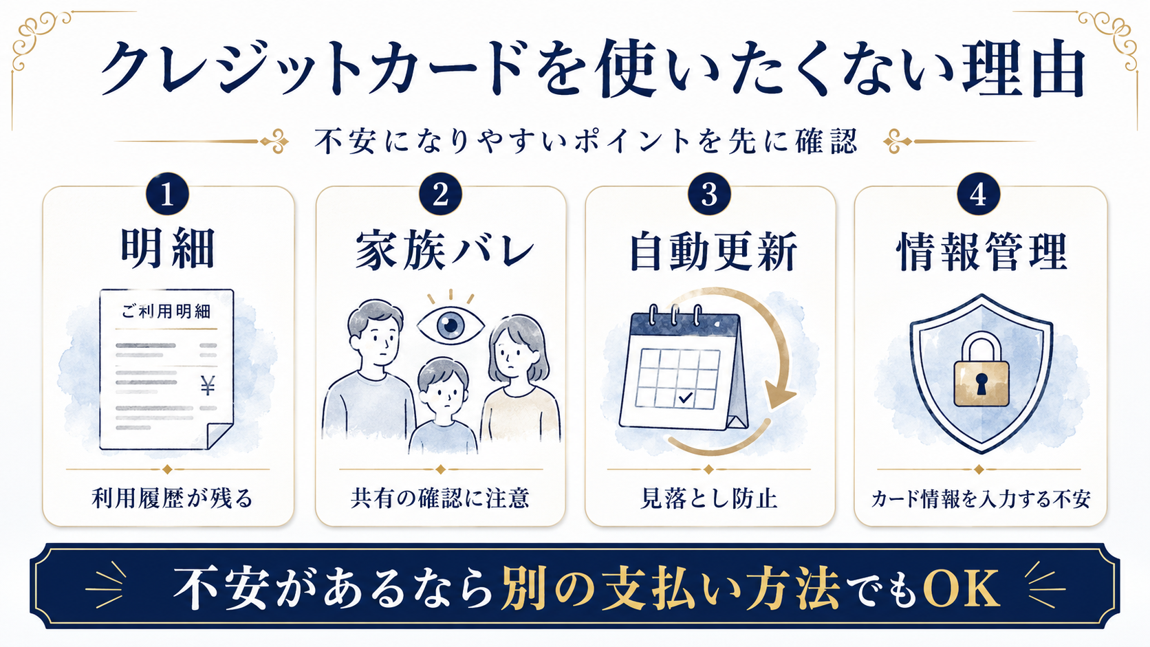 アダルトサイトでクレジットカードを使いたくない理由を説明した図解
