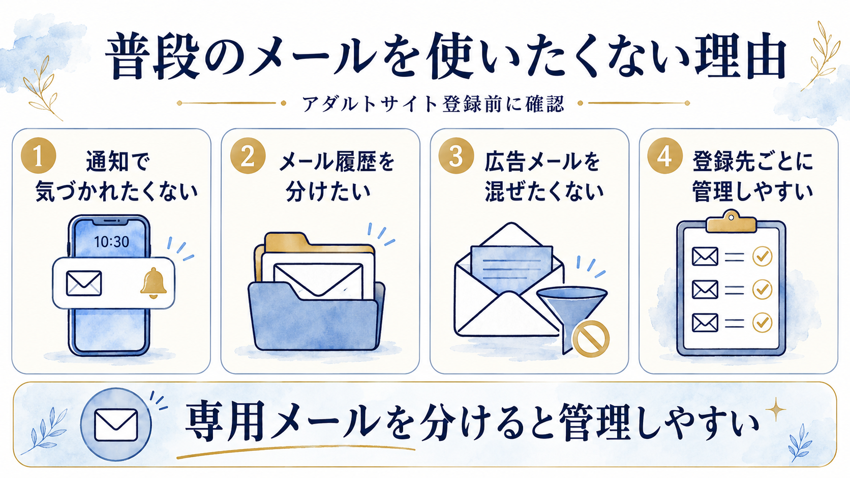 アダルトサイト登録に普段のメールアドレスを使いたくない理由を説明した図解